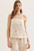 ENTRO Polka Dot Strapless Top In Ecru *FINAL SALE*
