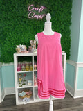 ENTRO Solid Sleeveless Mini Dress With Rope Trim In Pink*FINAL SALE*