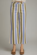 ENTRO Striped Pants In Olive Combo