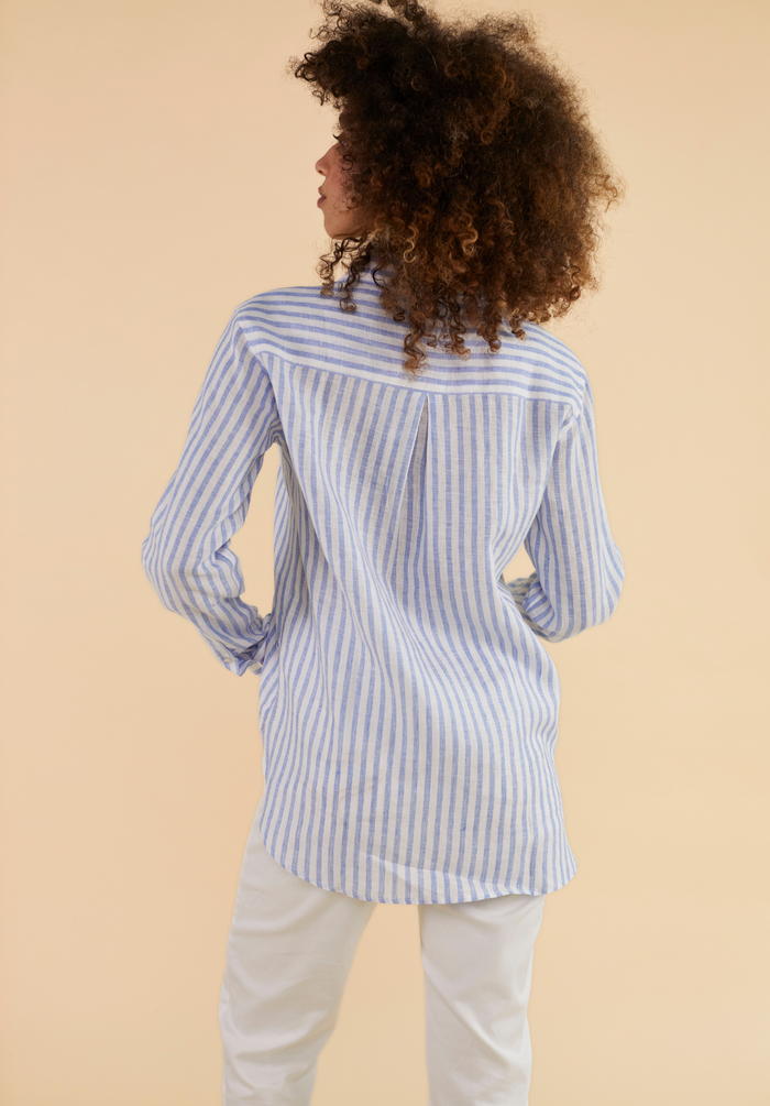 Exmoor Linen Shirt - Blue - Whale Of A Time Clothing
