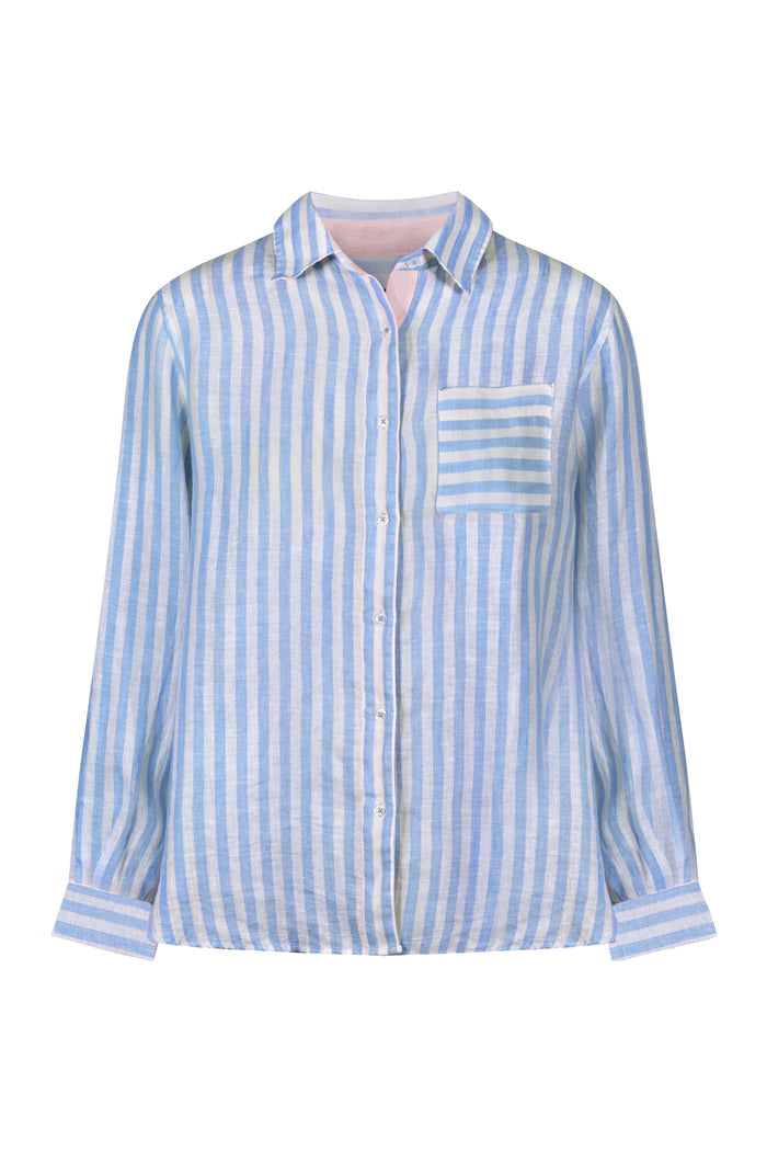 Exmoor Linen Shirt - Blue - Whale Of A Time Clothing