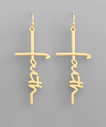 Faith Script Cross Dangle Earrings