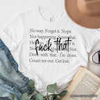 Fed Up With It T-Shirt, Sarcastic Minimalist White Tee for Blunt Women T-Shirts OrnamentallyYou White XS