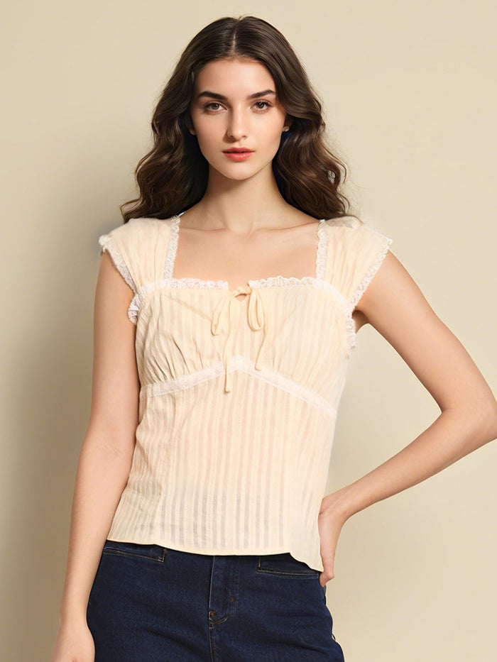 【Final Sale】Cecilia Square Neck 100% Cotton Blouse