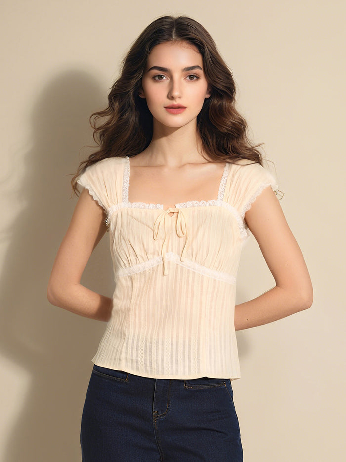 【Final Sale】Cecilia Square Neck 100% Cotton Blouse