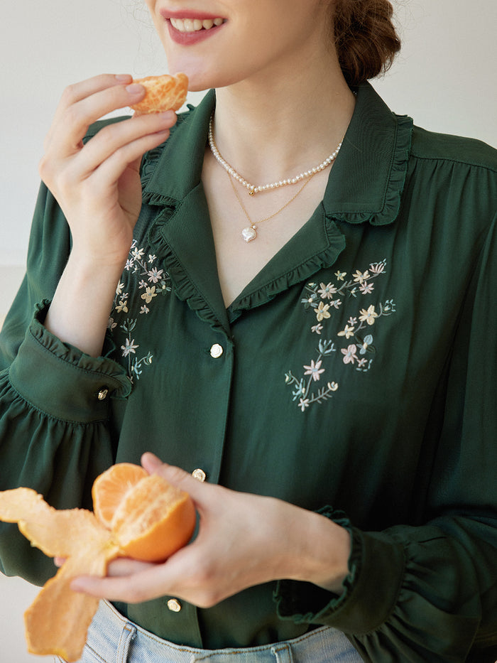 【Final Sale】Convallaria Floral White Puff Top