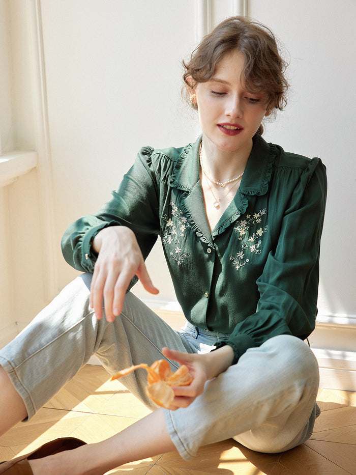 【Final Sale】Convallaria Floral White Puff Top