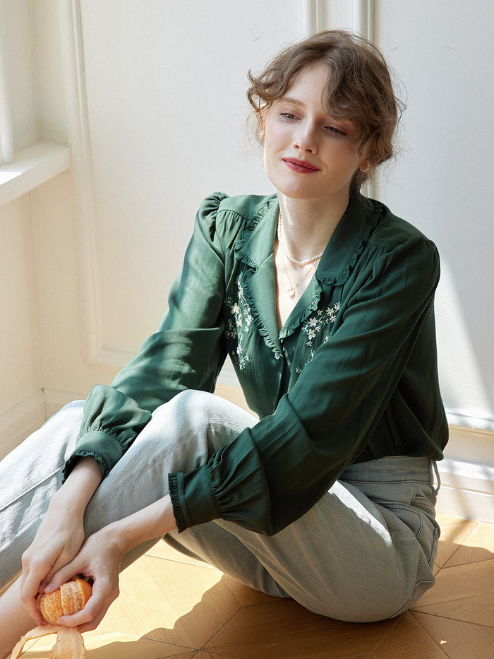 【Final Sale】Convallaria Floral White Puff Top