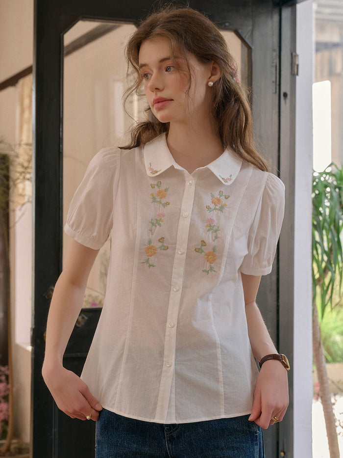 【Final Sale】Elianna Peter Pan Collar 100% Cotton Blouse
