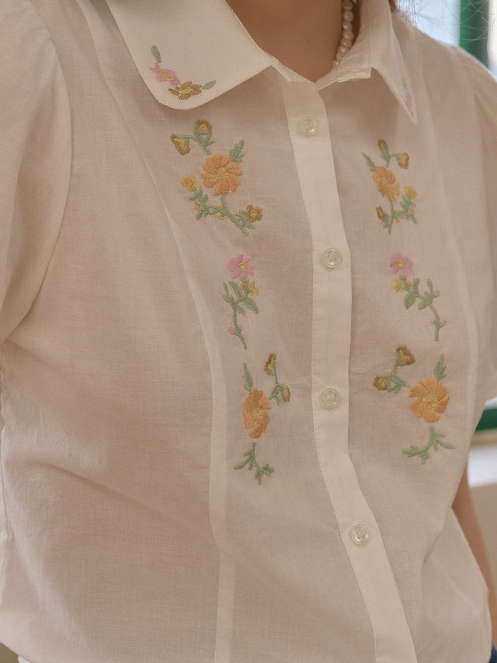 【Final Sale】Elianna Peter Pan Collar 100% Cotton Blouse