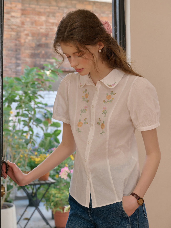 【Final Sale】Elianna Peter Pan Collar 100% Cotton Blouse