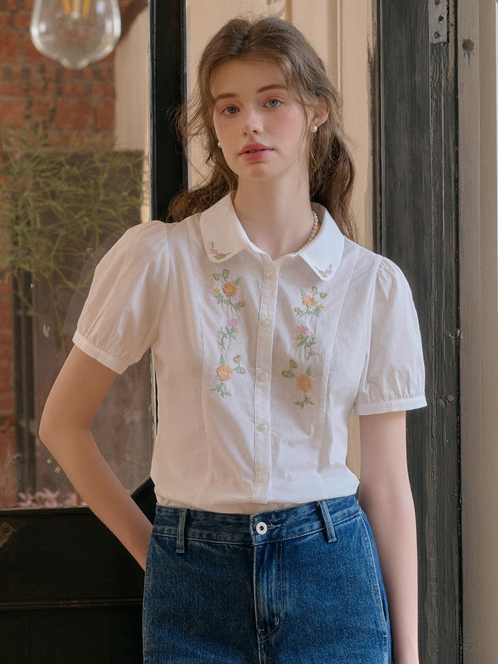 【Final Sale】Elianna Peter Pan Collar 100% Cotton Blouse