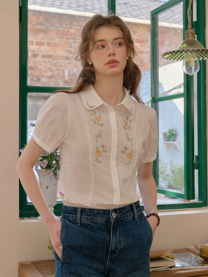 【Final Sale】Elianna Peter Pan Collar 100% Cotton Blouse