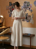 【Final Sale】Emiliana V-Neck Accordion Pleats Dress