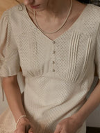 【Final Sale】Emiliana V-Neck Accordion Pleats Dress