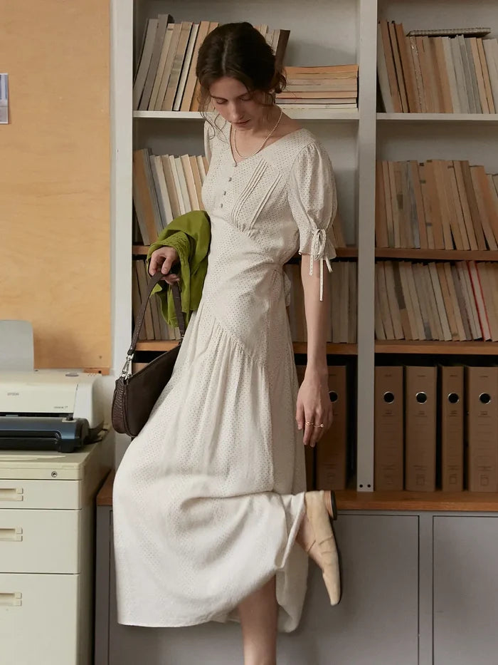 【Final Sale】Emiliana V-Neck Accordion Pleats Dress