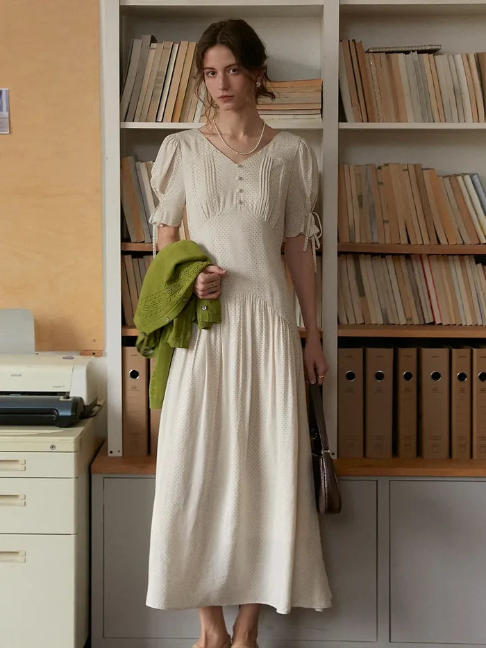 【Final Sale】Emiliana V-Neck Accordion Pleats Dress