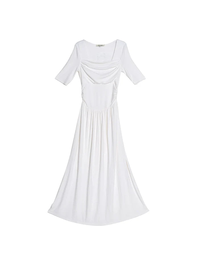 【Final Sale】Hayley Simple Square Neck Cotton Dress