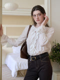 【Final Sale】Jayla Round Neck Pleats Trumpet Sleeve Blouse