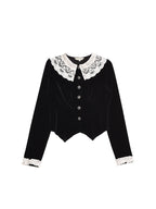 【Final Sale】Matilda V-Neck Velvet Lace Blouse