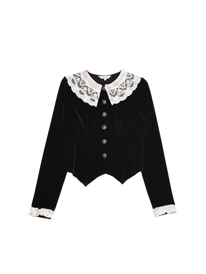 【Final Sale】Matilda V-Neck Velvet Lace Blouse