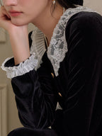 【Final Sale】Matilda V-Neck Velvet Lace Blouse