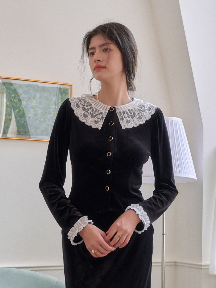 【Final Sale】Matilda V-Neck Velvet Lace Blouse
