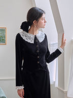 【Final Sale】Matilda V-Neck Velvet Lace Blouse