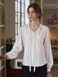 【Final Sale】Saoirse Tie Collar Linen Blouse