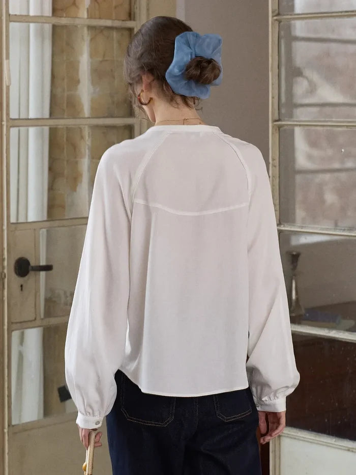 【Final Sale】Saoirse Tie Collar Linen Blouse