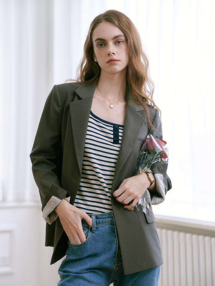 【Final Sale】Yvonne Notched Collar Single Breasted Casual Blazer