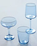 Fine Line Light Blue with White Rim Double Old Fashioned Glass Set of 4 - Light Blue