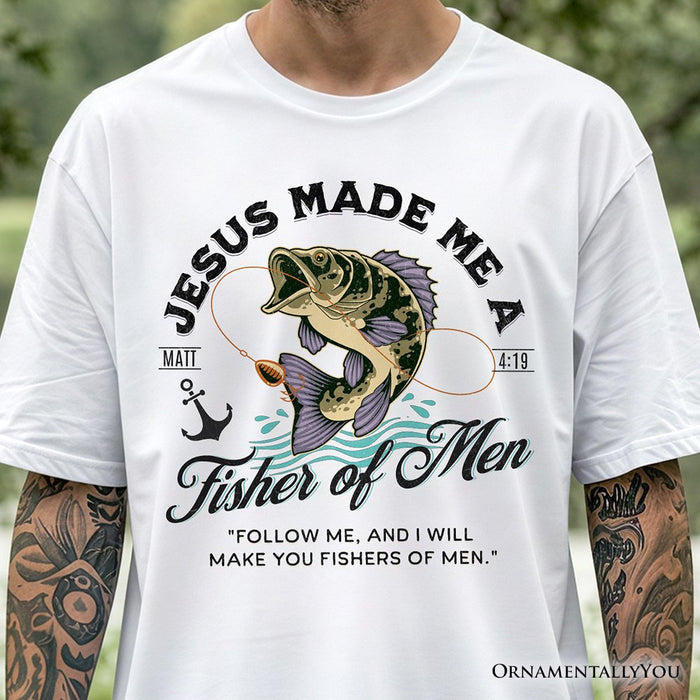 Fisher of Men Christian T-Shirt, Matthew 4:19 Bible Verse Fisherman Tee T-Shirts OrnamentallyYou