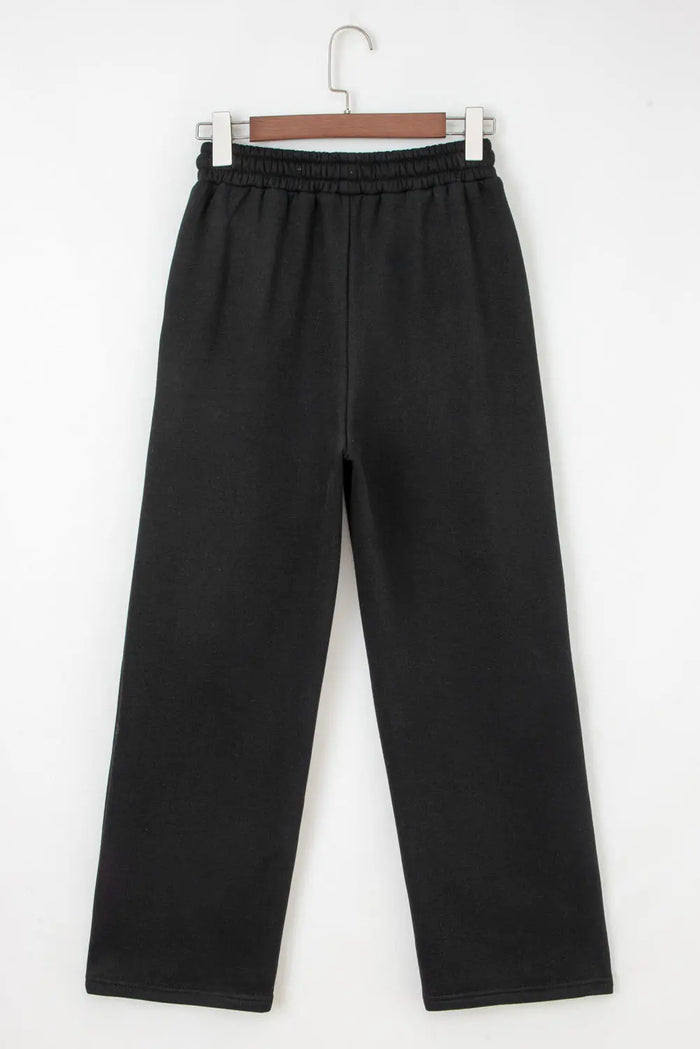 Fleece Lined Leopard Drawstring Elastic Waist Joggers - Bottoms/Joggers