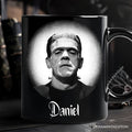 Frankenstein Spooky Portrait Personalized Mug Horror Villain Theme Halloween Gift with Custom Name Personalized Ceramic Mug OrnamentallyYou Black Customized