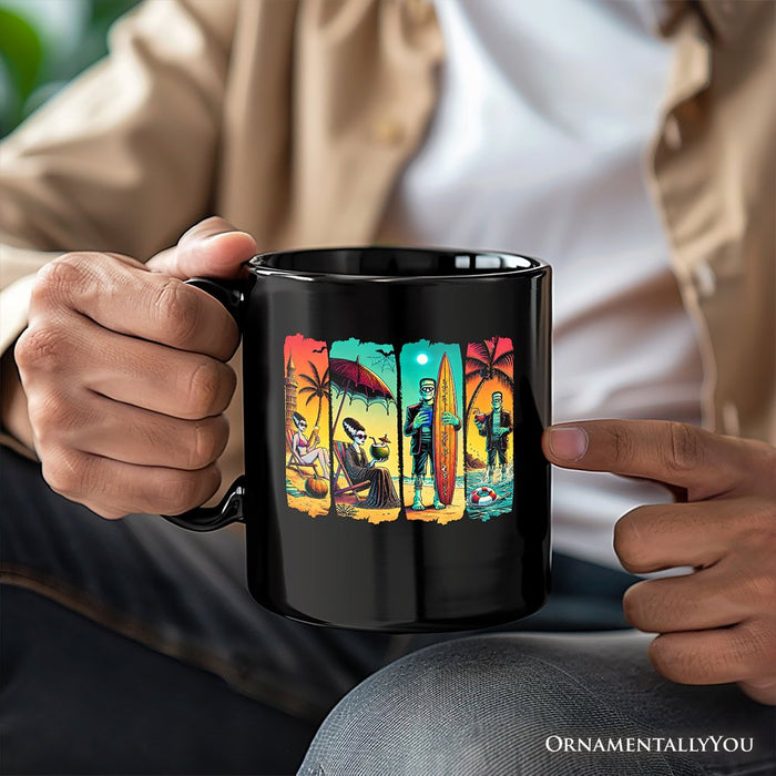 Frankenstein's Beach Vacation Personalized Mug, Retro Neon Summer Vibes Gift with Custom Name Personalized Ceramic Mug OrnamentallyYou