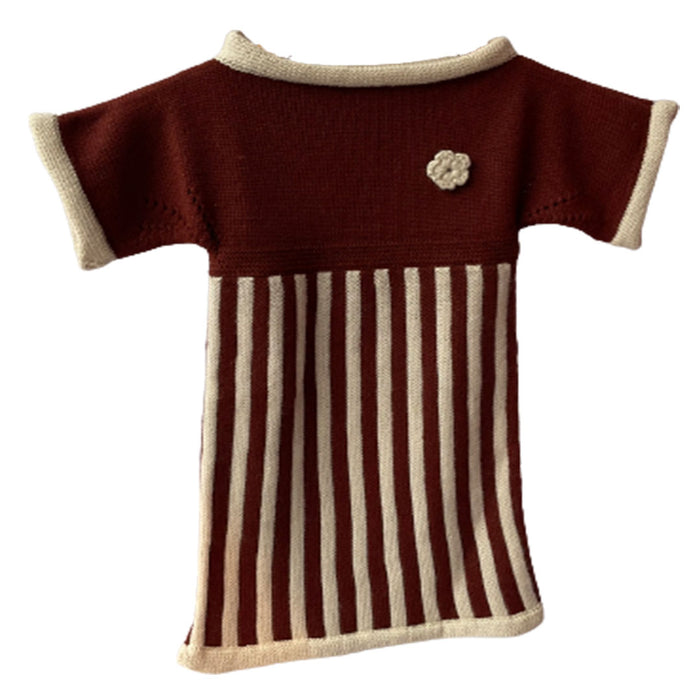 Frock Red Wine & White  | For Baby Girl | 100% Organic Wool - Mojopanda Organic  Store