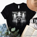 Funny Raccoon UFO T-Shirt, Unisex Black Tee for Space Lover T-Shirts OrnamentallyYou Black XS