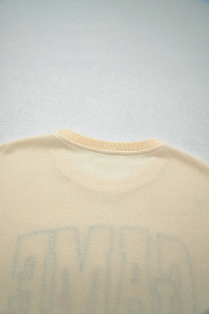 Game Day Crewneck Long Sleeve Pullover Athleisure Short Sets – Beige