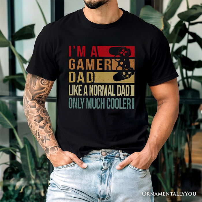 Gamer Dad Controller T-Shirt, Black Funny Tee for Cool Fathers T-Shirts OrnamentallyYou