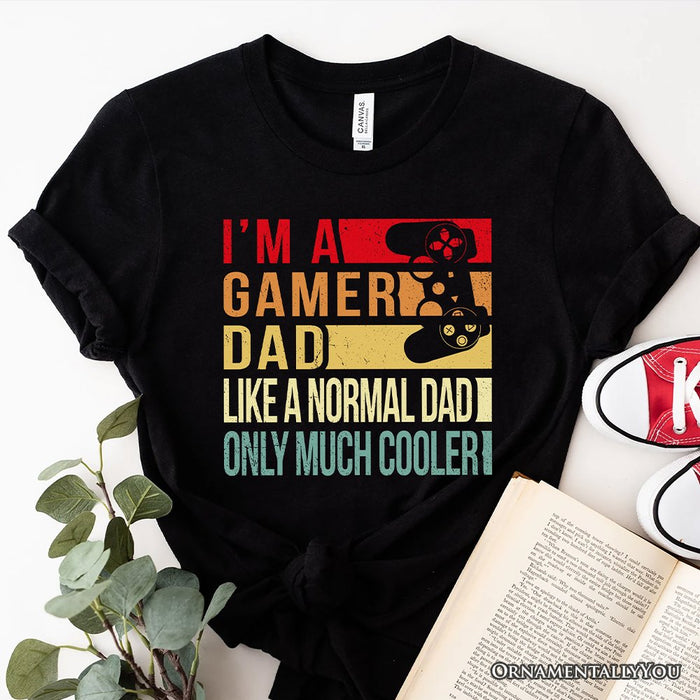 Gamer Dad Controller T-Shirt, Black Funny Tee for Cool Fathers T-Shirts OrnamentallyYou Black XS
