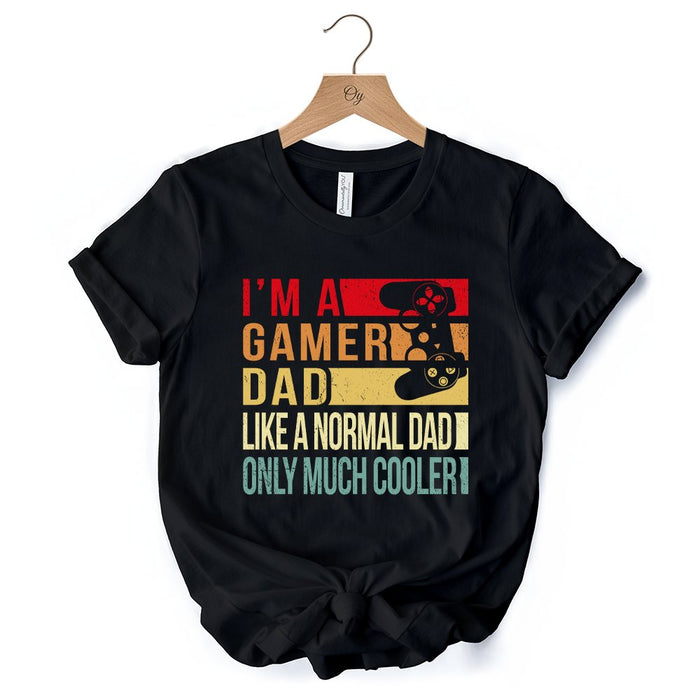 Gamer Dad Controller T-Shirt, Black Funny Tee for Cool Fathers T-Shirts OrnamentallyYou