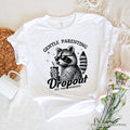 Gentle Parenting Dropout Raccoon T-Shirt, Tired Parent Humor Retro White and Natural Mom Tee T-Shirts OrnamentallyYou White XS