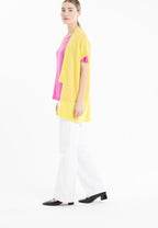 Gilet à manches courtes cachemire jaune fluo femme - RIA 4