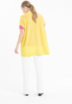 Gilet à manches courtes cachemire jaune fluo femme - RIA 4