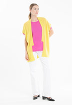 Gilet à manches courtes cachemire jaune fluo femme - RIA 4