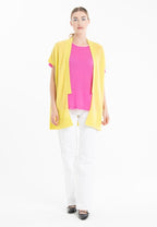 Gilet à manches courtes cachemire jaune fluo femme - RIA 4