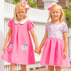 Girls Apple Pocket Dress - Razzleberry
