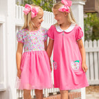 Girls Apple Pocket Dress - Razzleberry