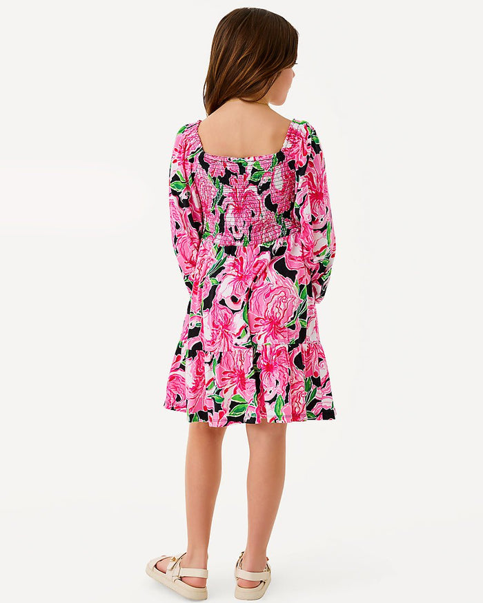 Lilly Pulitzer - Girls Mini Jilly Long Sleeved Dress - Onyx Party All The Time